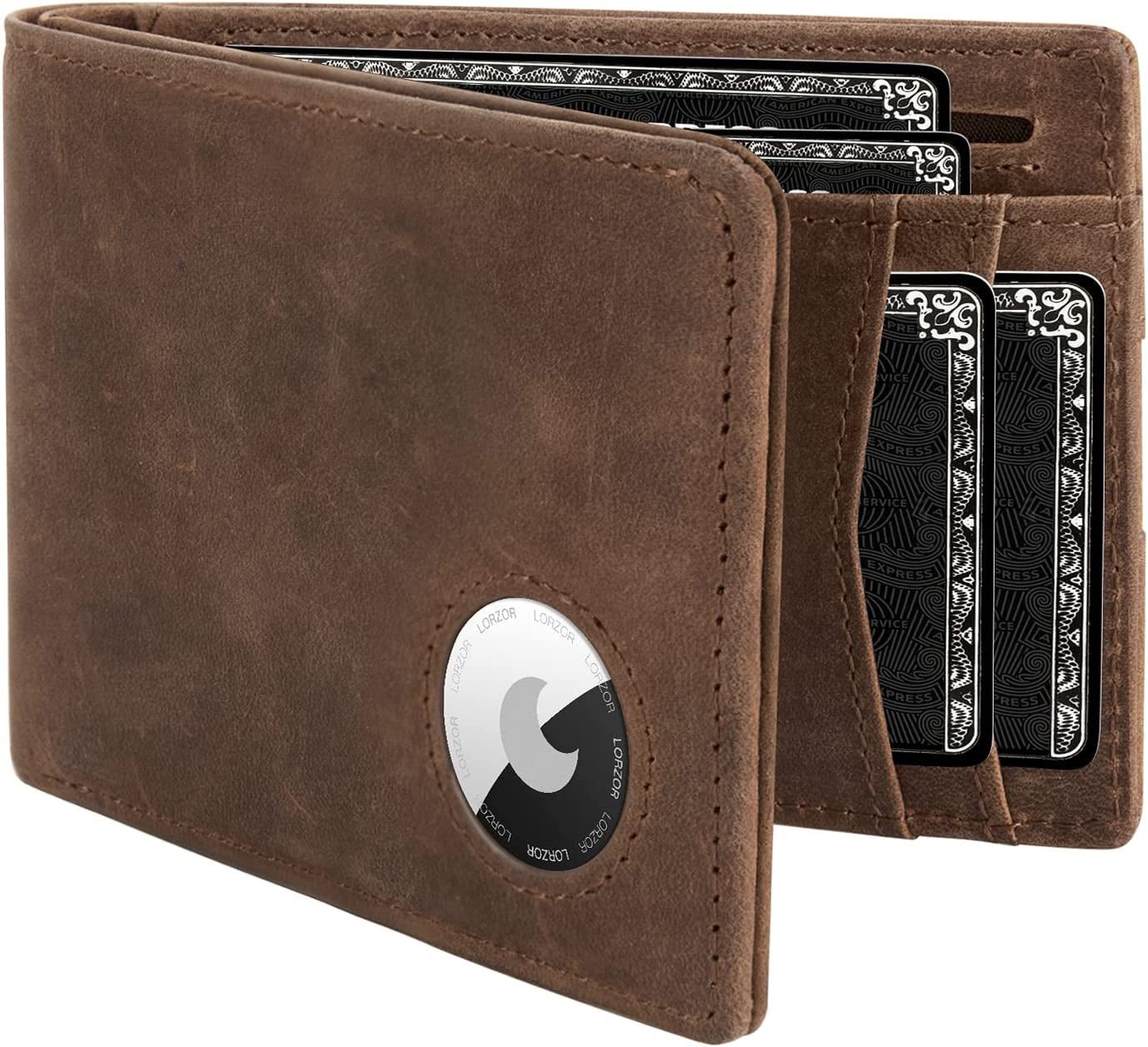 RFID Leather Wallet for Men with AirTag Holder: Secure & Stylish - Abbycart