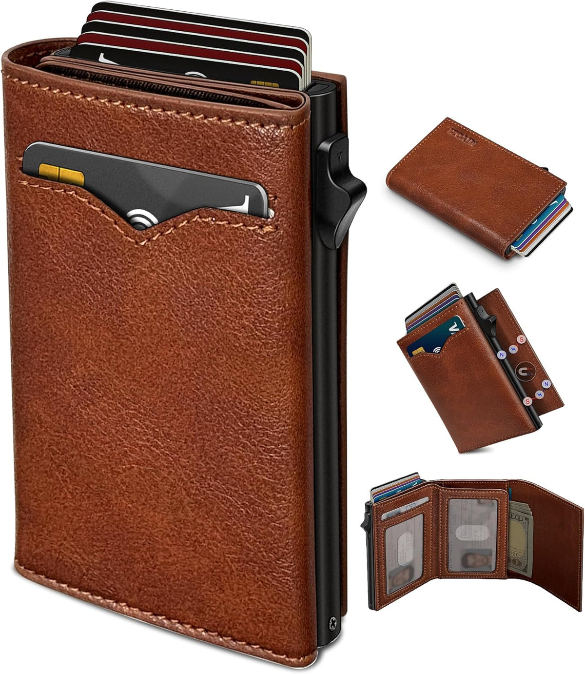RFID Leather Wallet – Slim Pop-Up Men’s Wallet - Abbycart