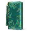 RFID Leather Wristlet Wallet for Women with Phone Holder & Zipper