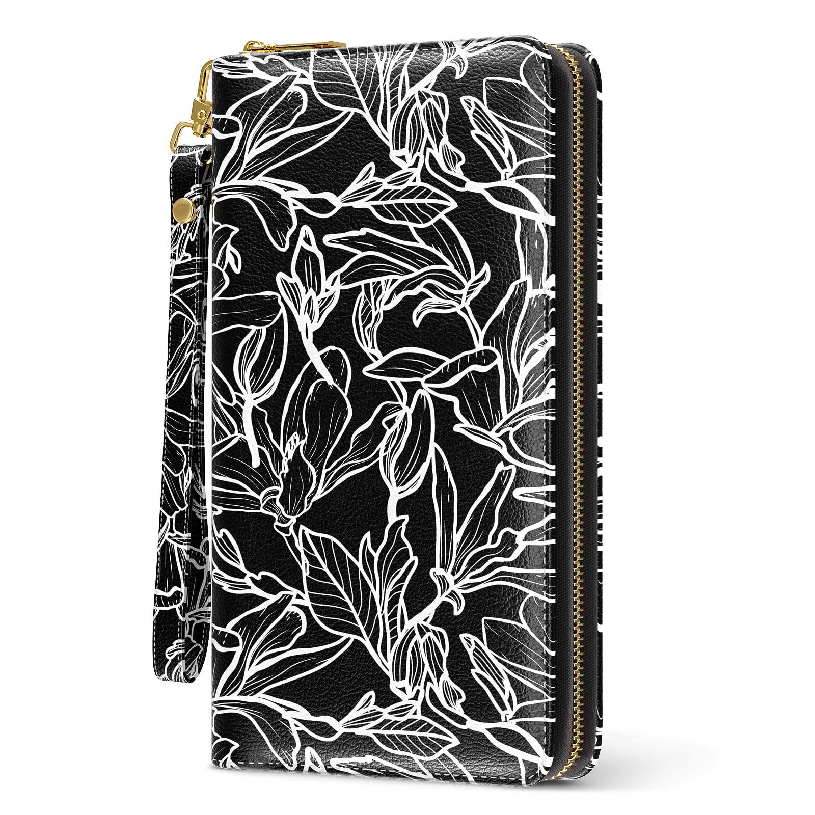 RFID Leather Wristlet Wallet for Women with Phone Holder & Zipper