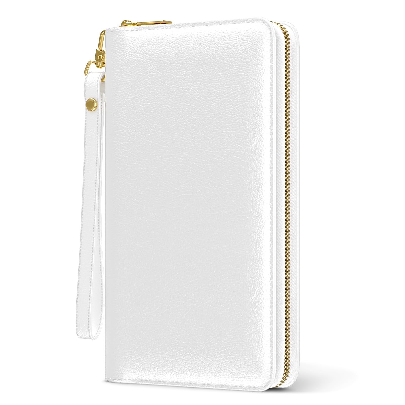 RFID Leather Wristlet Wallet for Women with Phone Holder & Zipper