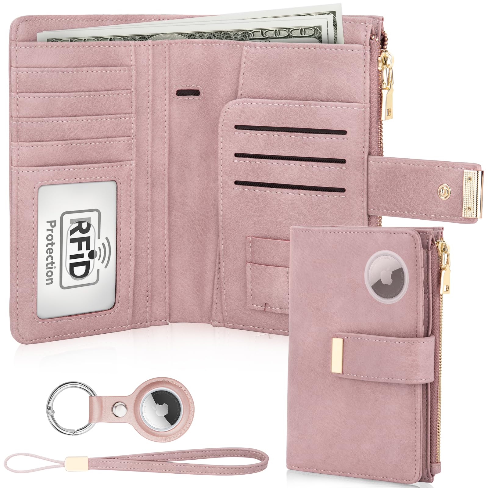 RFID Passport Holder with AirTag Slot – Leather Travel Wallet - Abbycart