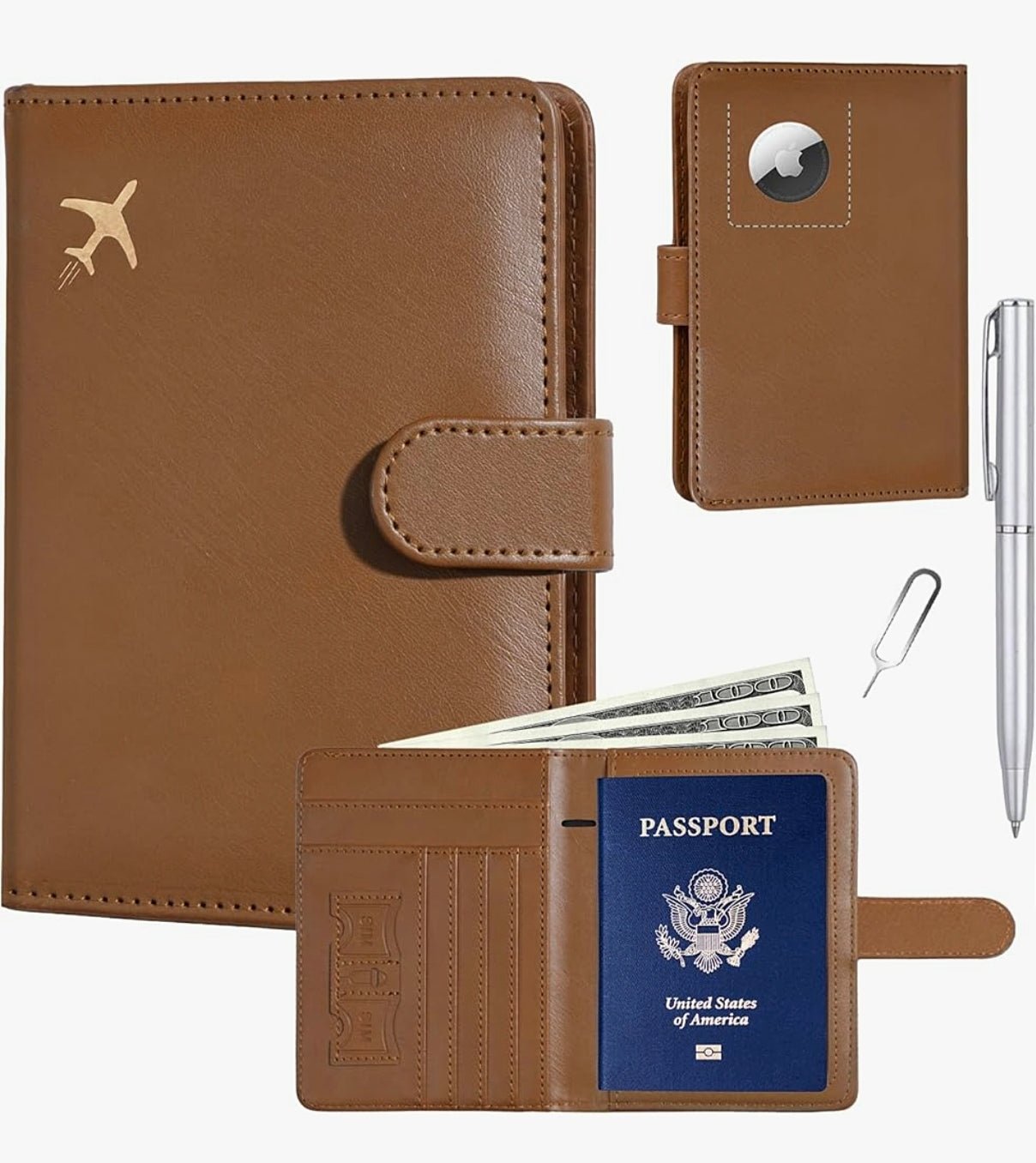 RFID Passport Holder with AirTag Slot | Travel Wallet