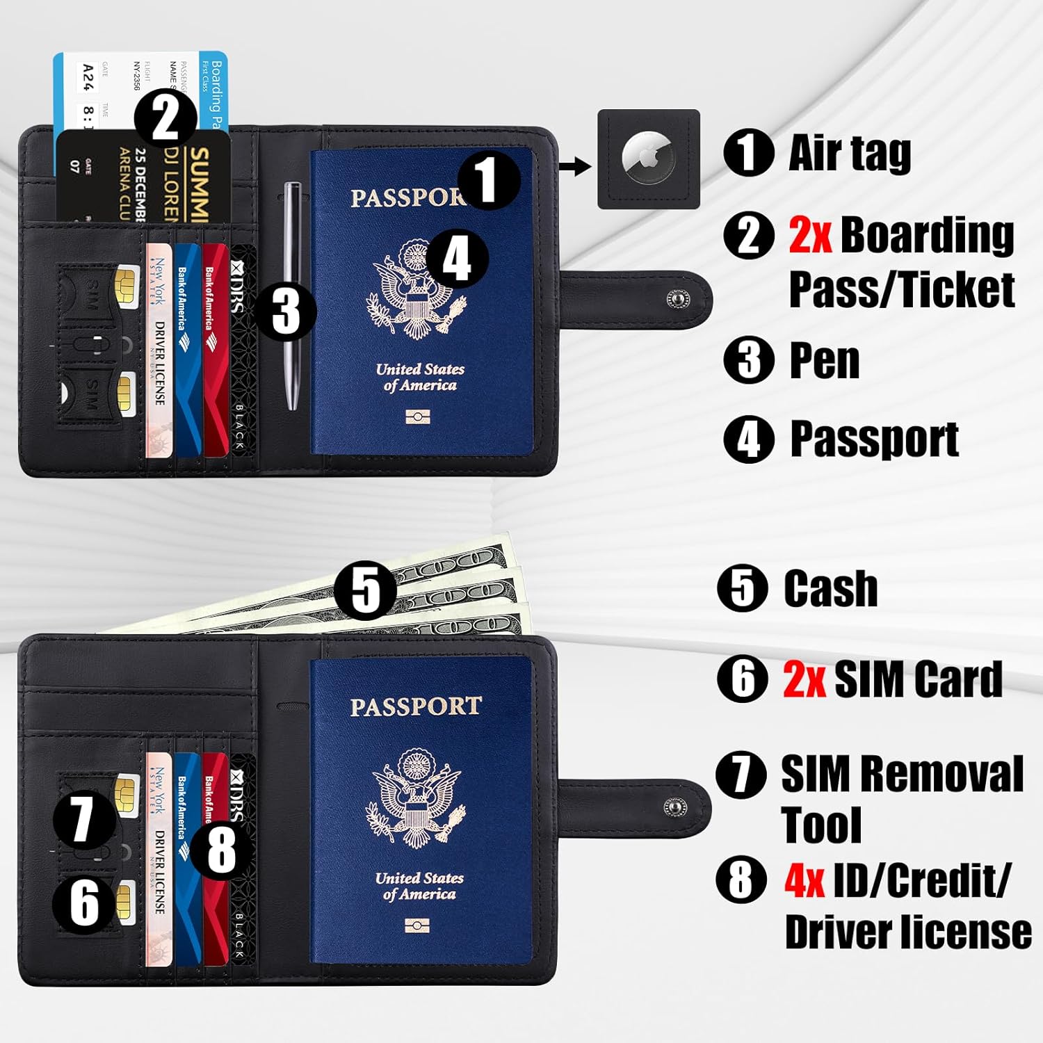 RFID Passport Holder with AirTag Slot | Travel Wallet - Abbycart