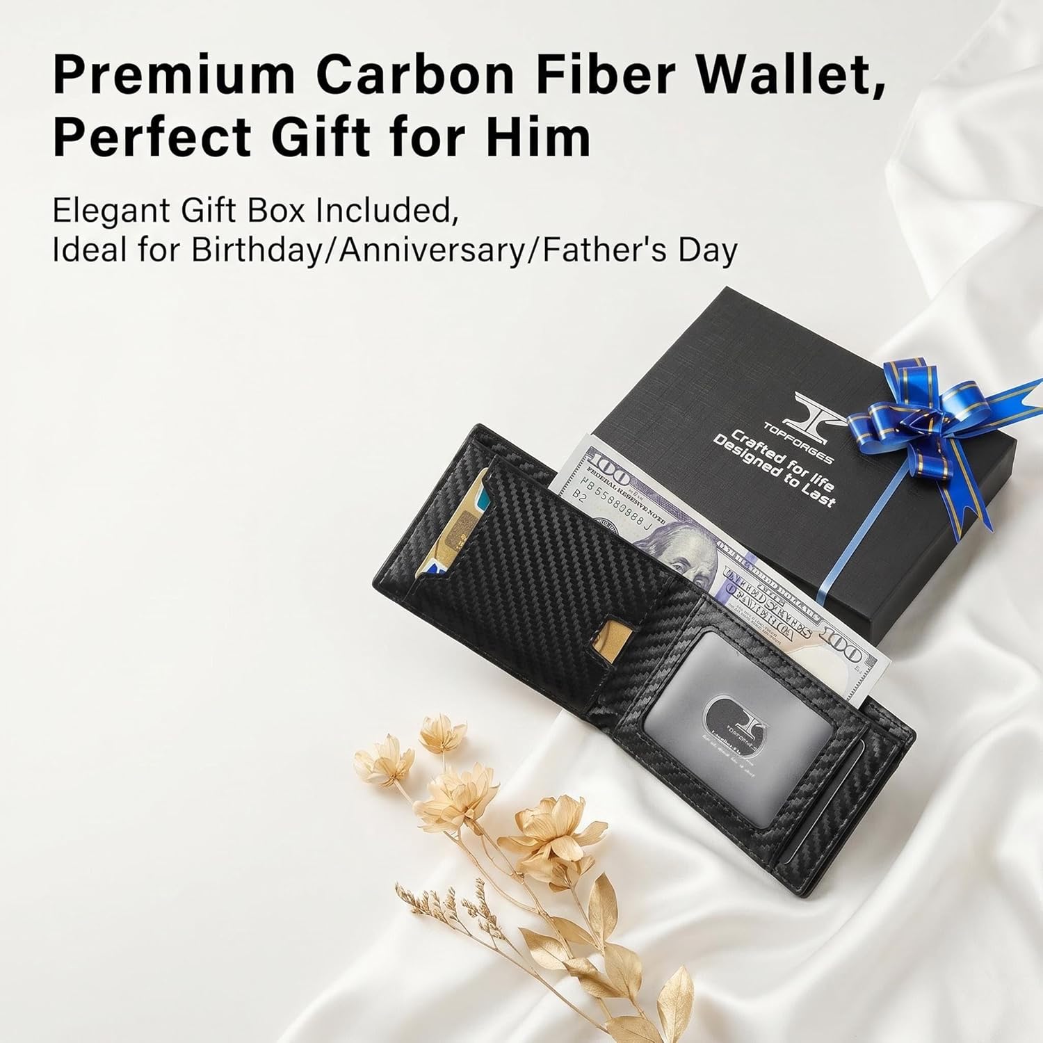 Wallet for Men, RFID Blocking Smart Pop Up Card Wallet,Minimalist Bifold Mens Wallet Hold 10 Cards & Cash, Slim Compact Front Pocket Desgin With ID Window,Metal Aluminum Credit Card Holder