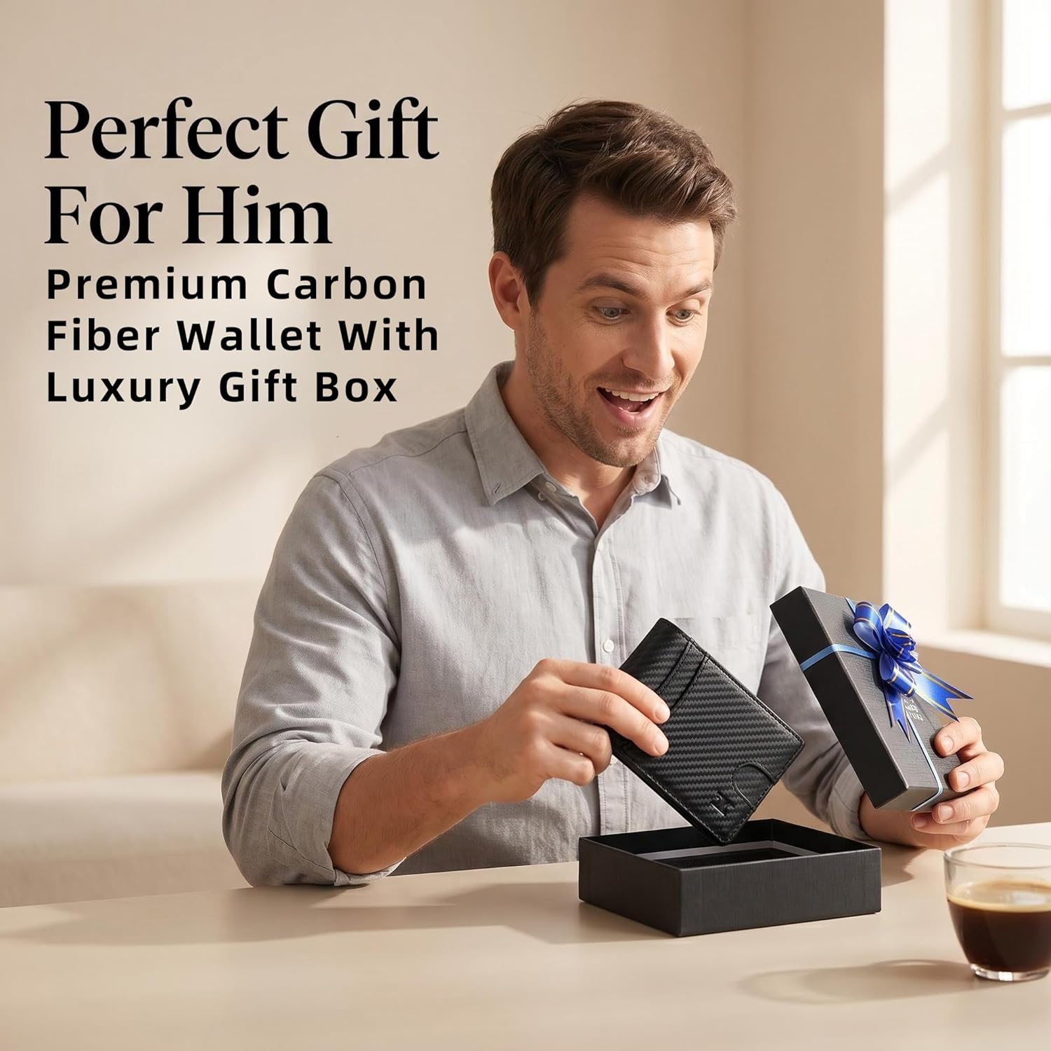 Wallet for Men, RFID Blocking Smart Pop Up Card Wallet,Minimalist Bifold Mens Wallet Hold 10 Cards & Cash, Slim Compact Front Pocket Desgin With ID Window,Metal Aluminum Credit Card Holder