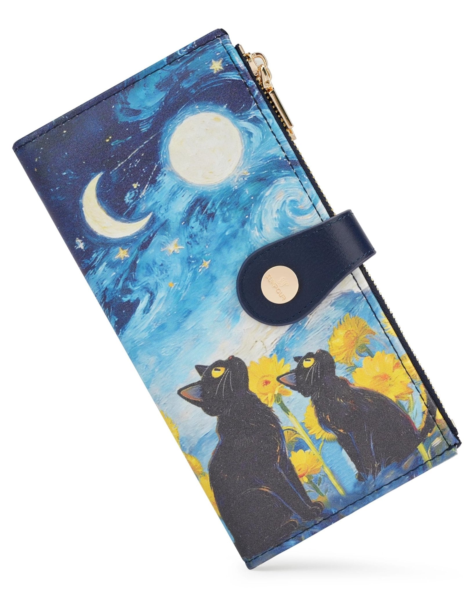 RFID Slim Wallet for Women with 12 Card Slots & Coin Pocket