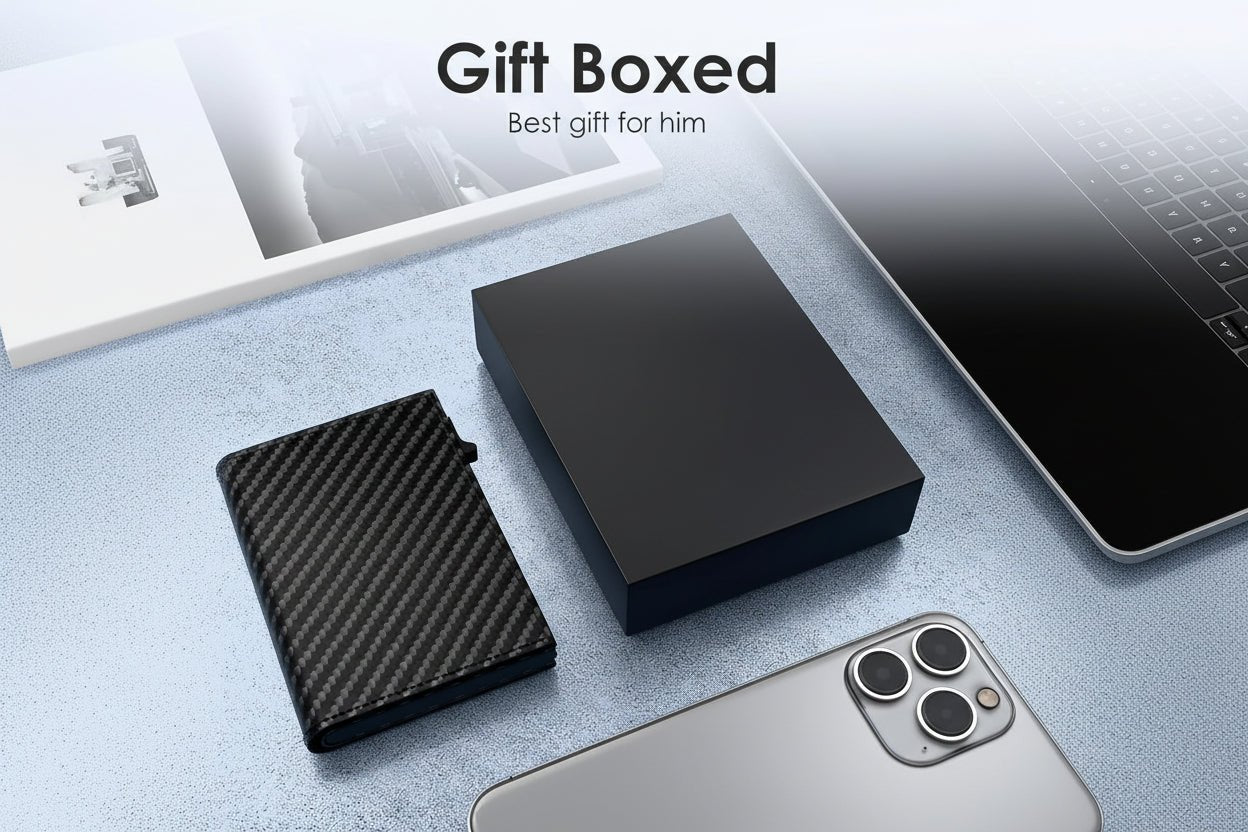 RFID Wallet for Men Slim Pop-Up Trifold Front Pocket Leather Wallet