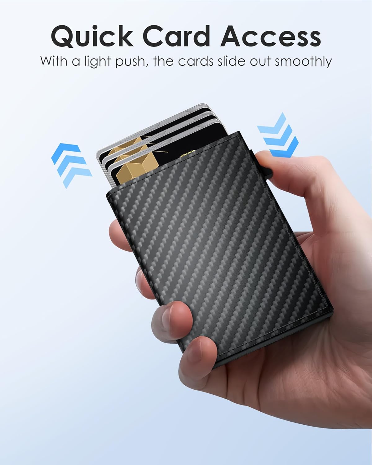 RFID Wallet for Men Slim Pop-Up Trifold Front Pocket Leather Wallet