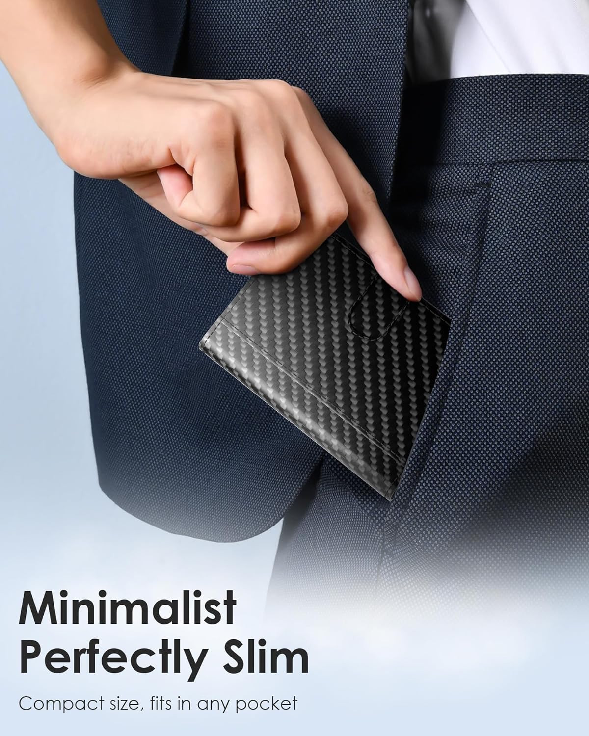 RFID Wallet for Men Slim Pop-Up Trifold Front Pocket Leather Wallet