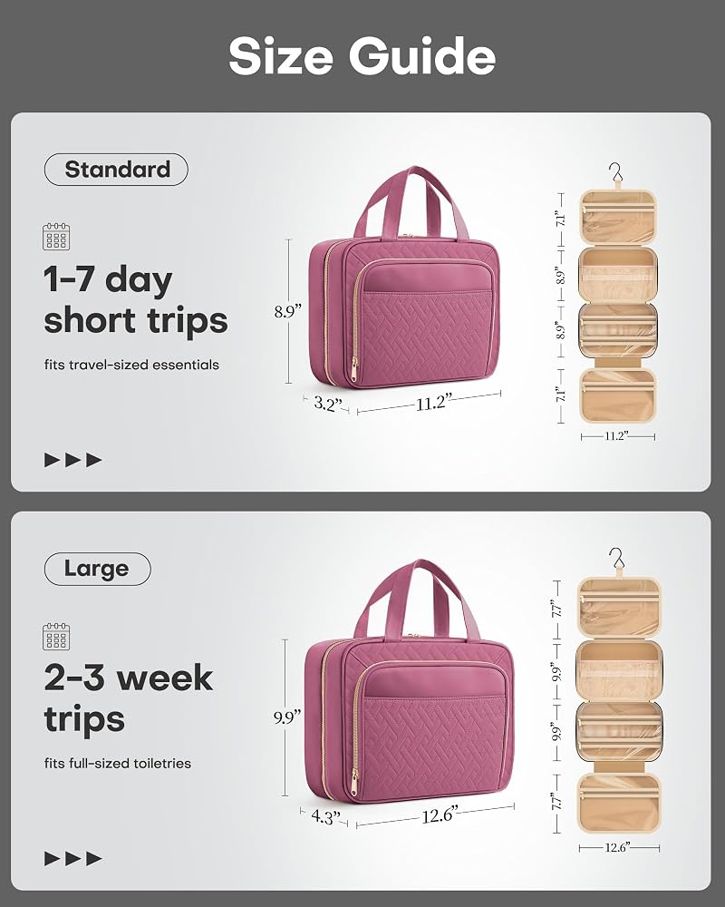 Large Hanging Toiletry Bag for Women & Men, Waterproof Travel Organizer