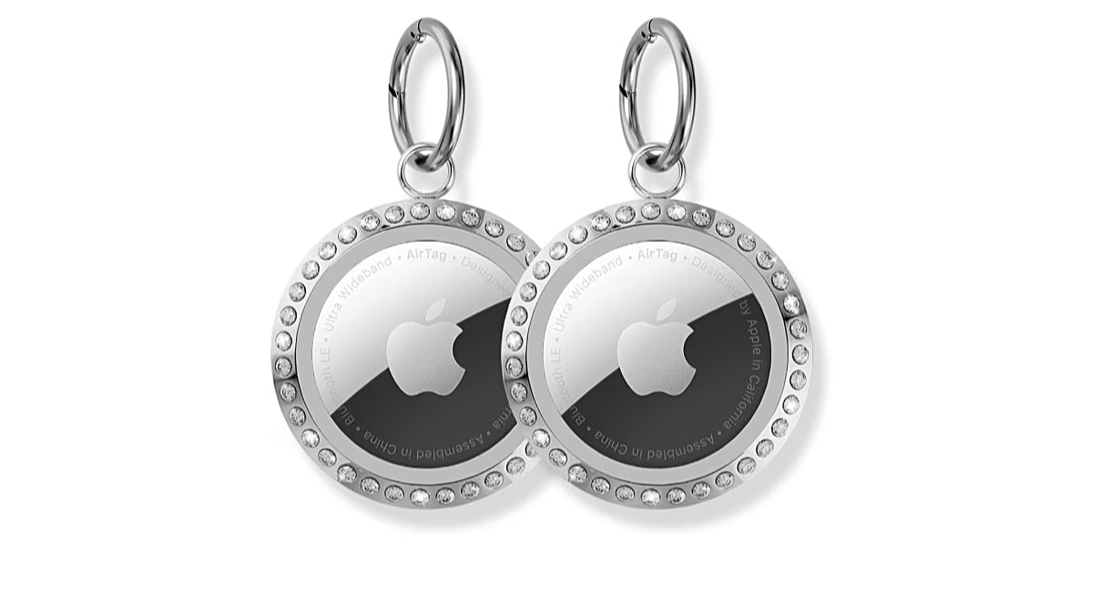 Elegant Titanium AirTag Necklace – Adjustable Chain with Rhinestone Accents for Style & Security