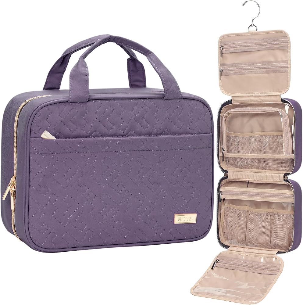 Compact Hanging Toiletry Bag for Women, 6.1L Travel Cosmetic Organizer