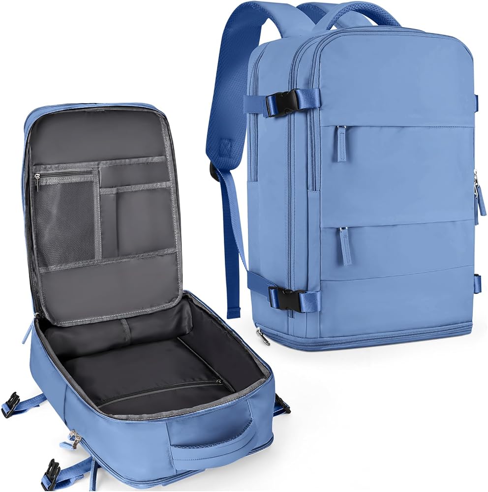 30L Water Resistant Travel Backpack with Shoe & Wet Compartments