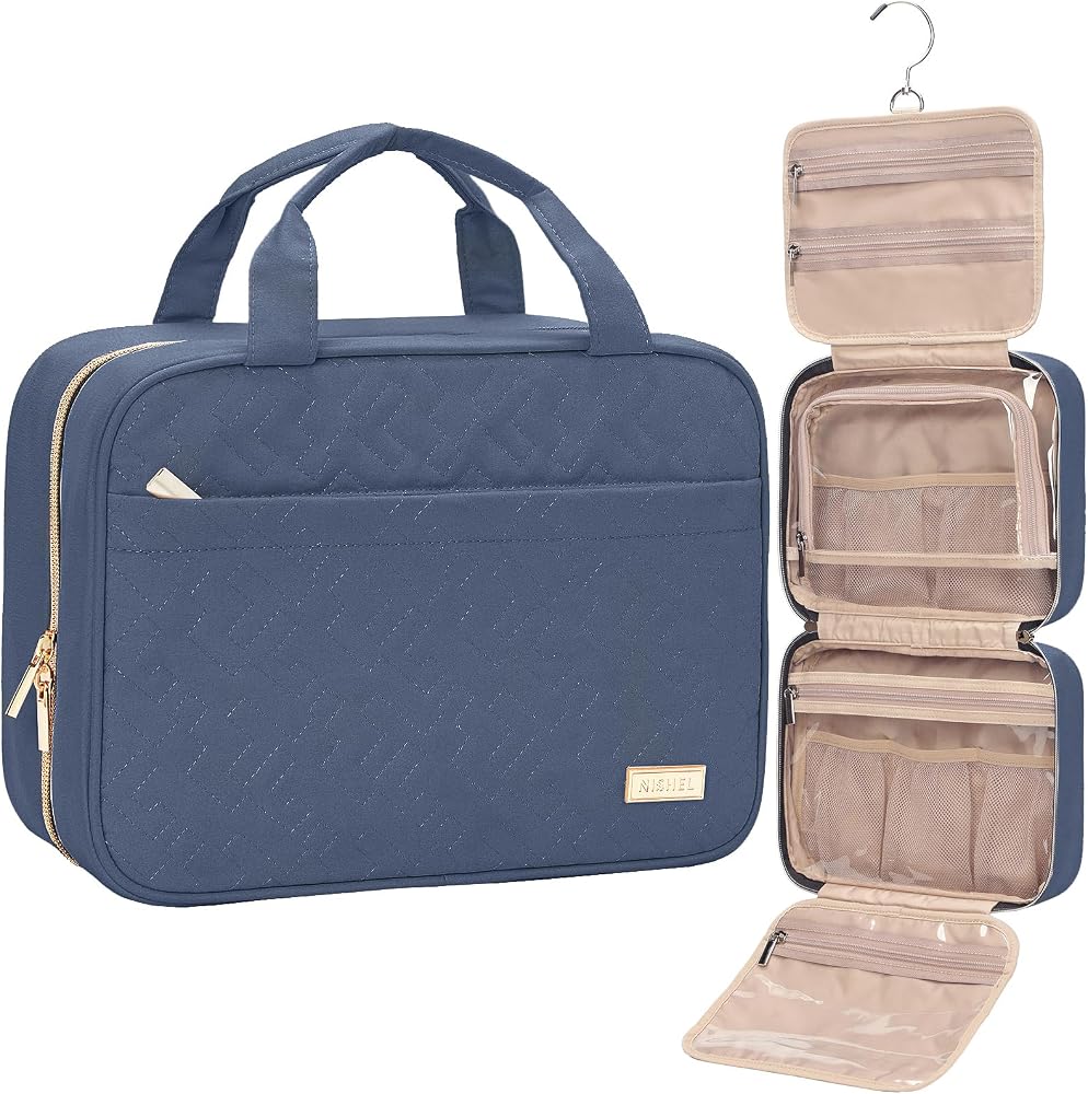 Compact Hanging Toiletry Bag for Women, 6.1L Travel Cosmetic Organizer