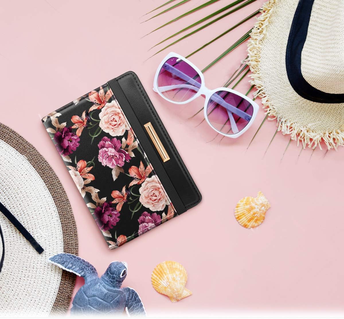 Rose Gold RFID Passport Holder for Women with Card Slots