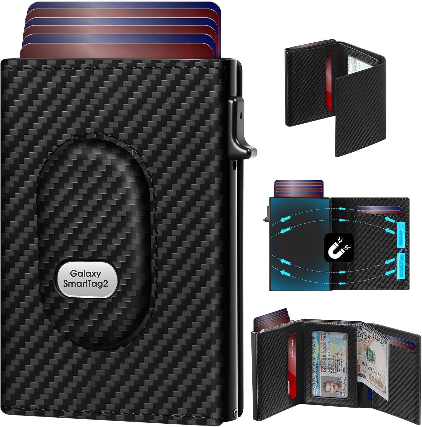 Samsung SmartTag2 Wallet RFID Pop-Up Card Holder Slim Leather Wallet