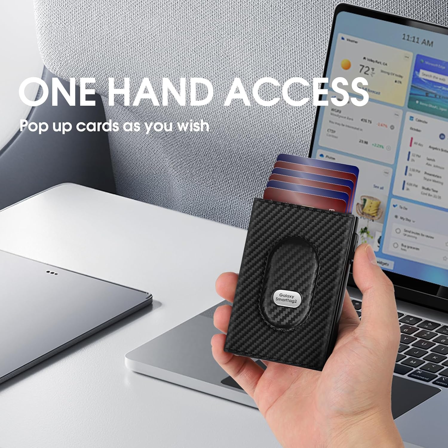 Samsung SmartTag2 Wallet RFID Pop-Up Card Holder Slim Leather Wallet