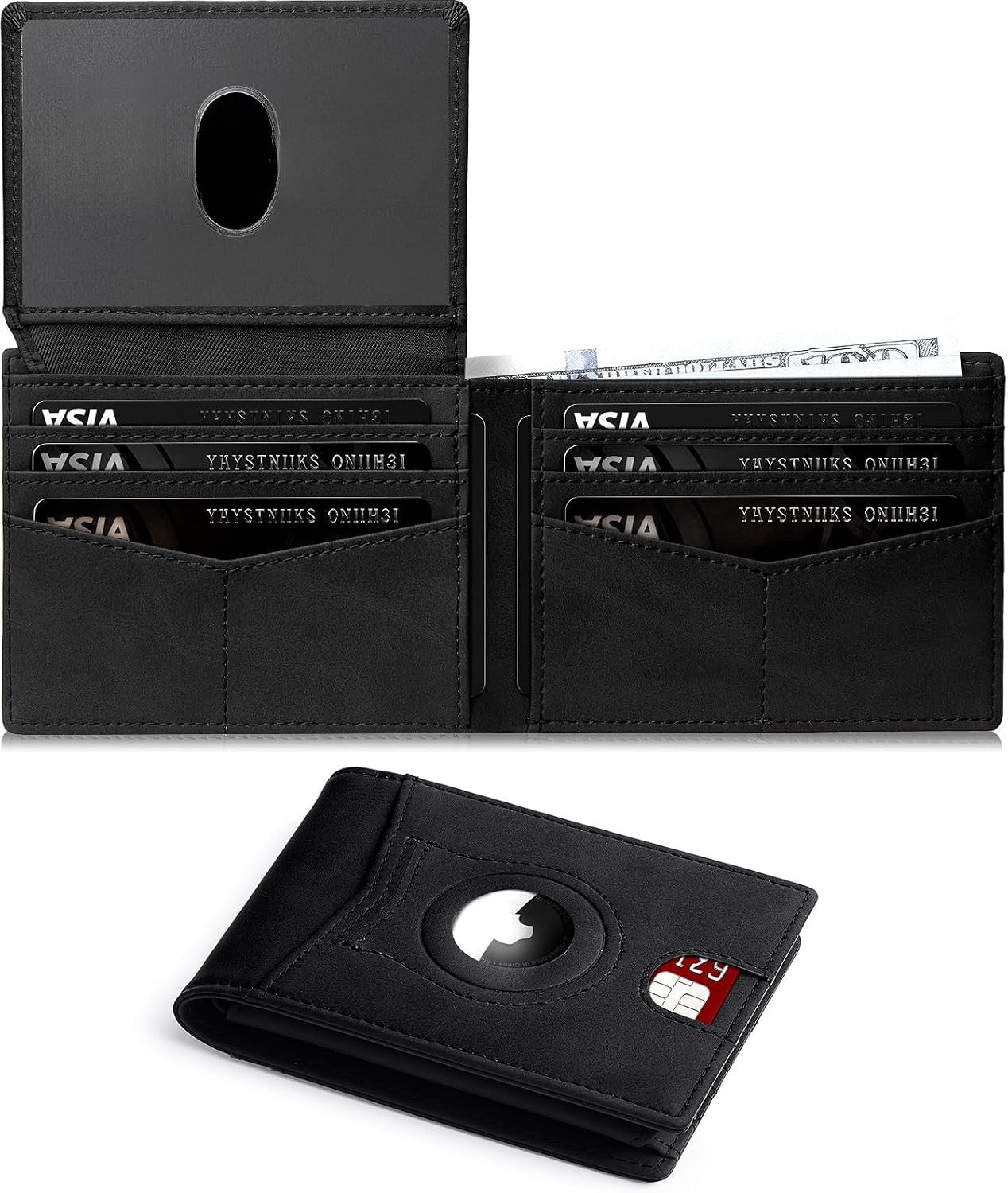 Slim AirTag Wallet for Men RFID Blocking Carbon Fiber Bifold