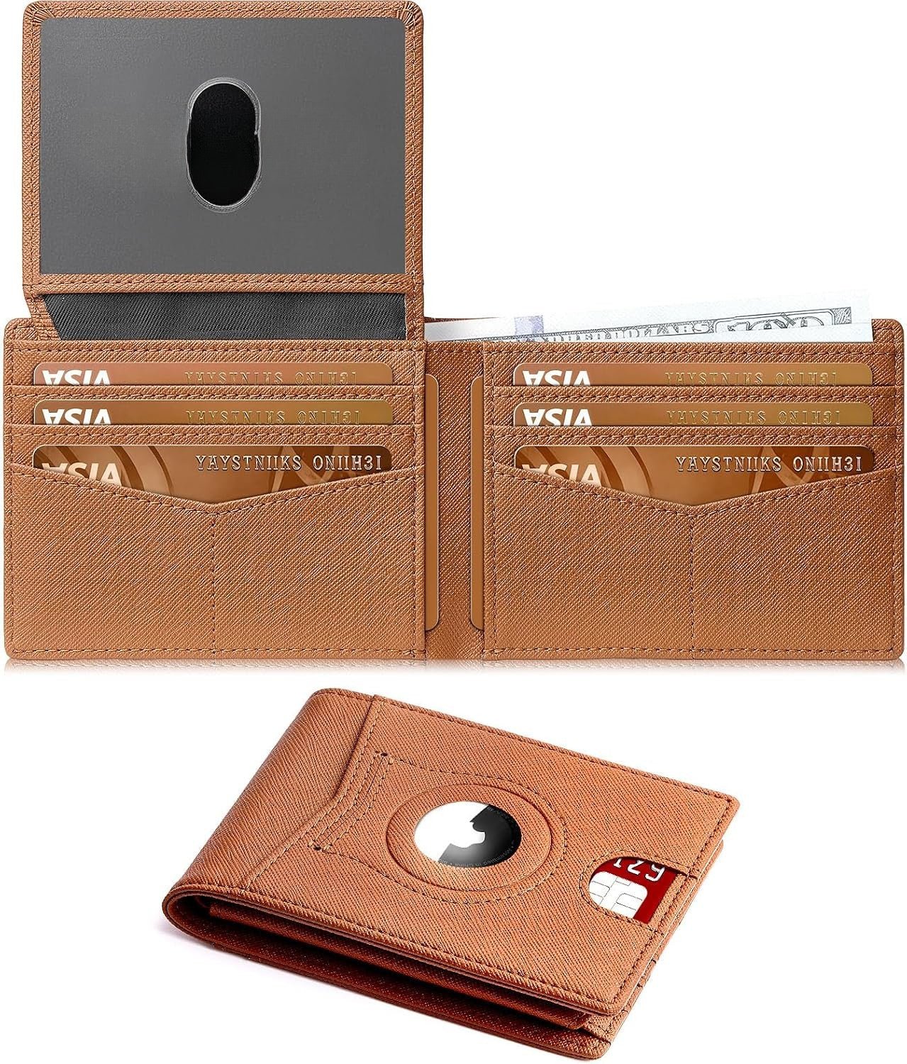 Slim AirTag Wallet for Men RFID Blocking Carbon Fiber Bifold
