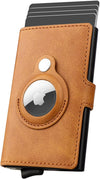 Slim AirTag Wallet for Men – RFID Blocking Leather Credit Card Holder with Quick Access Pop-Up Feature