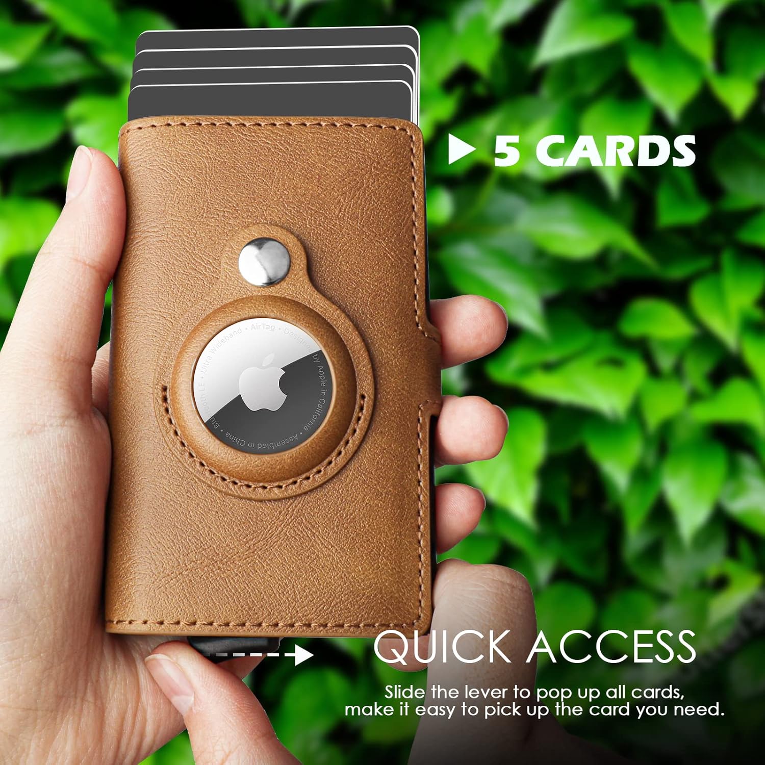 Slim AirTag Wallet for Men – RFID Blocking Leather Credit Card Holder with Quick Access Pop - Up Feature - Abbycart