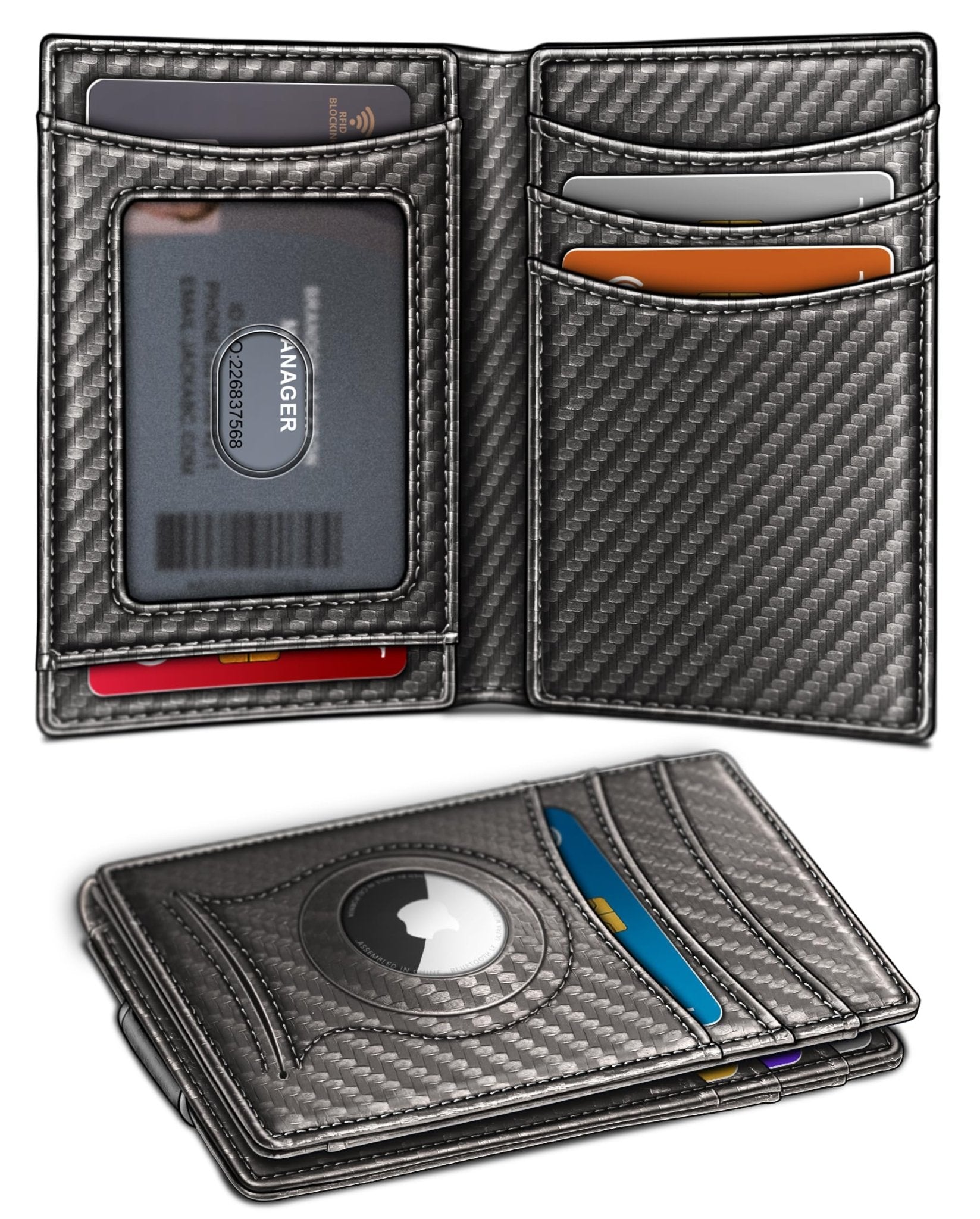 Slim AirTag Wallet for Men RFID Blocking Magnetic Front Pocket