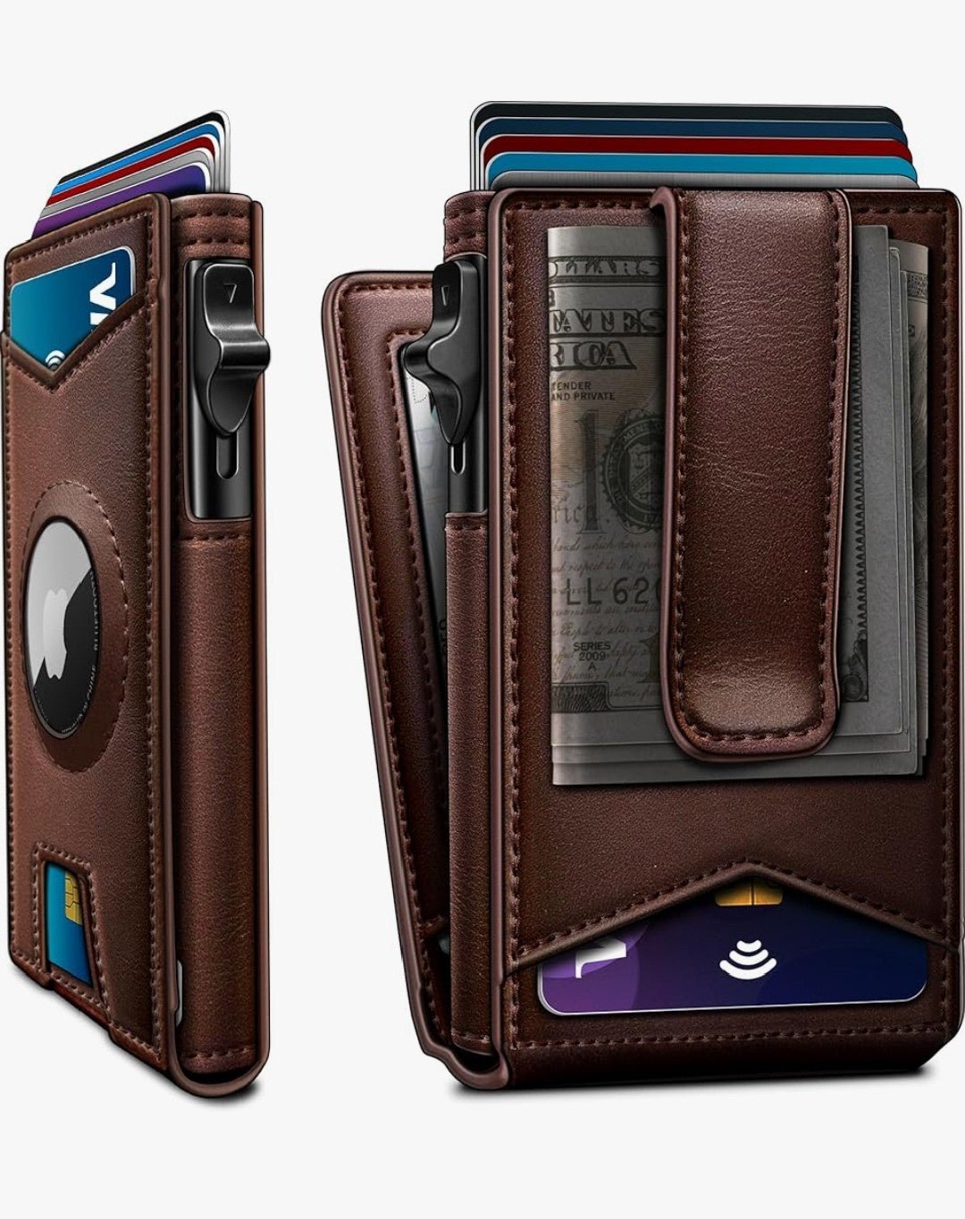Slim AirTag Wallet for Men – RFID Blocking & Money Clip