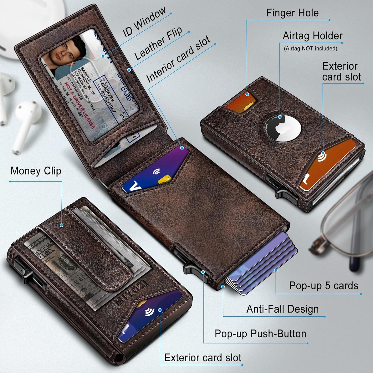 Slim AirTag Wallet for Men – RFID Blocking & Money Clip - Abbycart