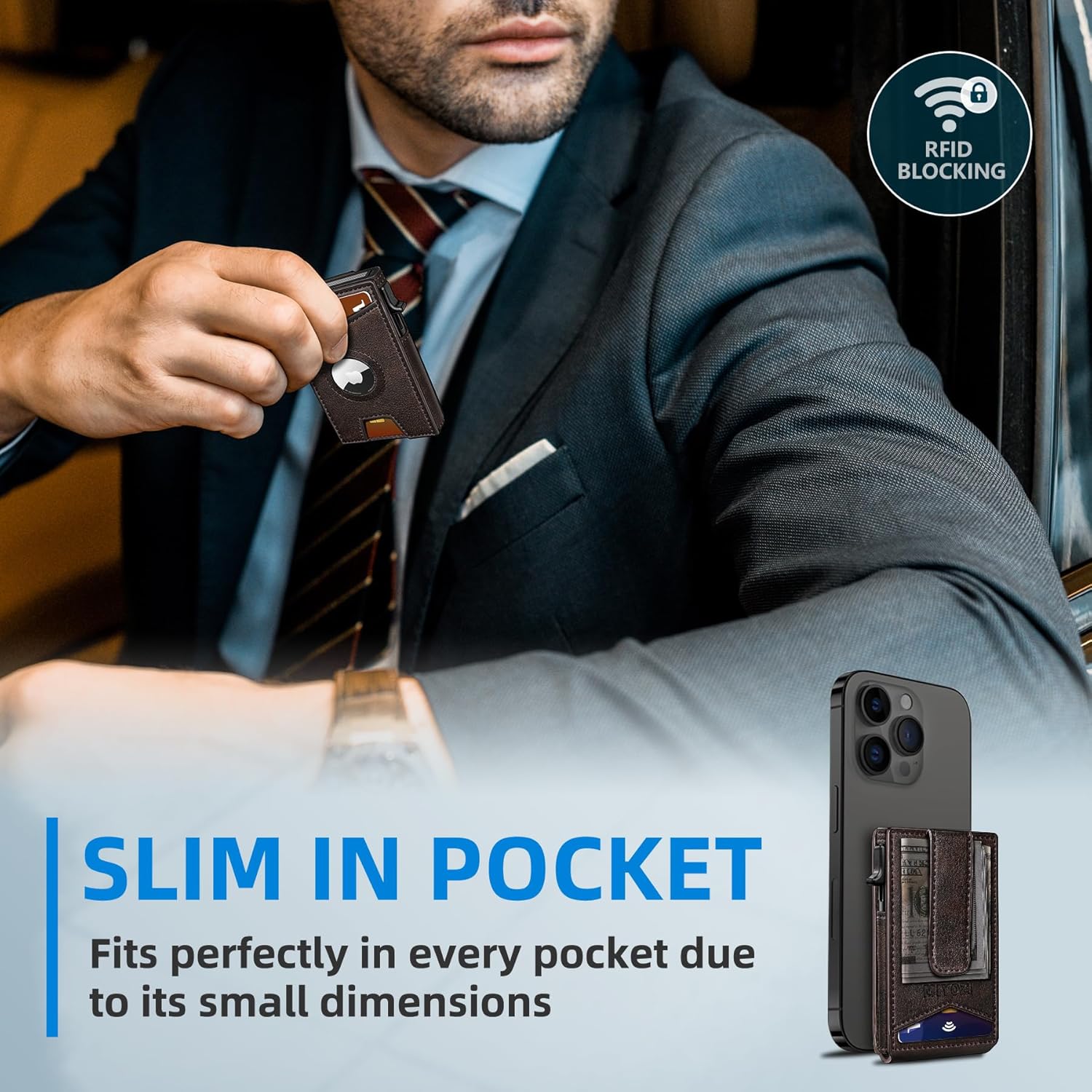 Slim AirTag Wallet for Men – RFID Blocking & Money Clip - Abbycart