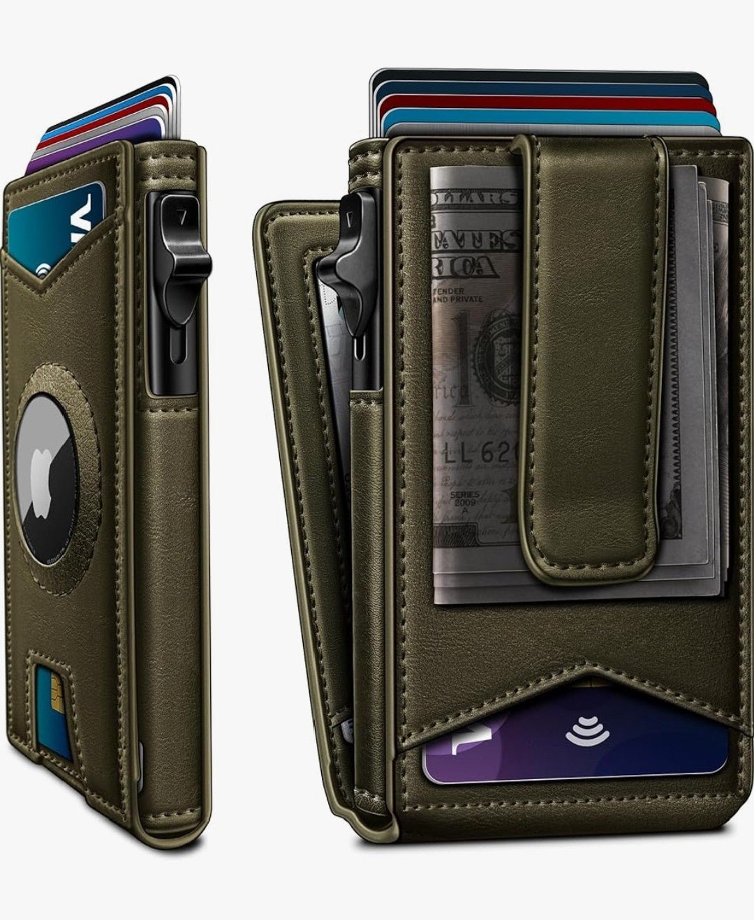 Slim AirTag Wallet for Men – RFID Blocking & Money Clip