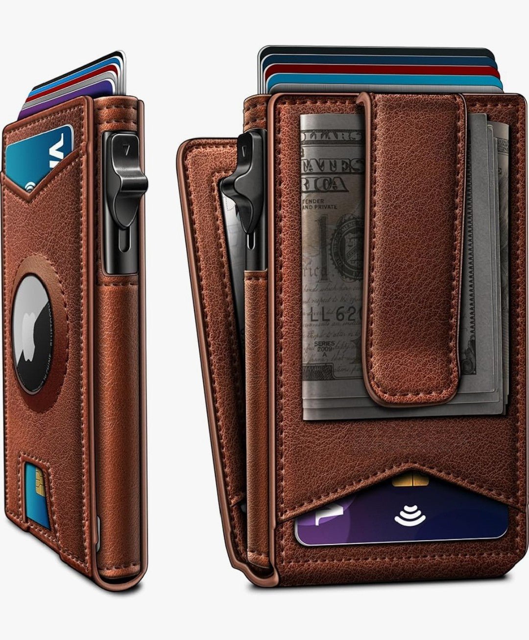 Slim AirTag Wallet for Men – RFID Blocking & Money Clip