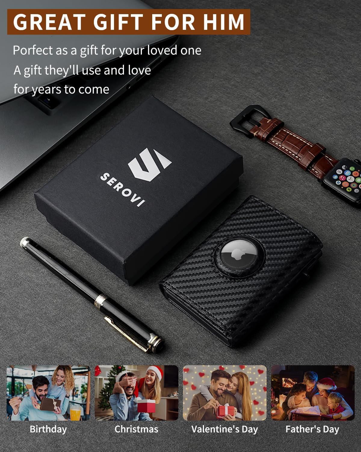 Slim AirTag Wallet for Men – RFID Blocking, Pop - Up Card Holder & Cash Slot - Abbycart