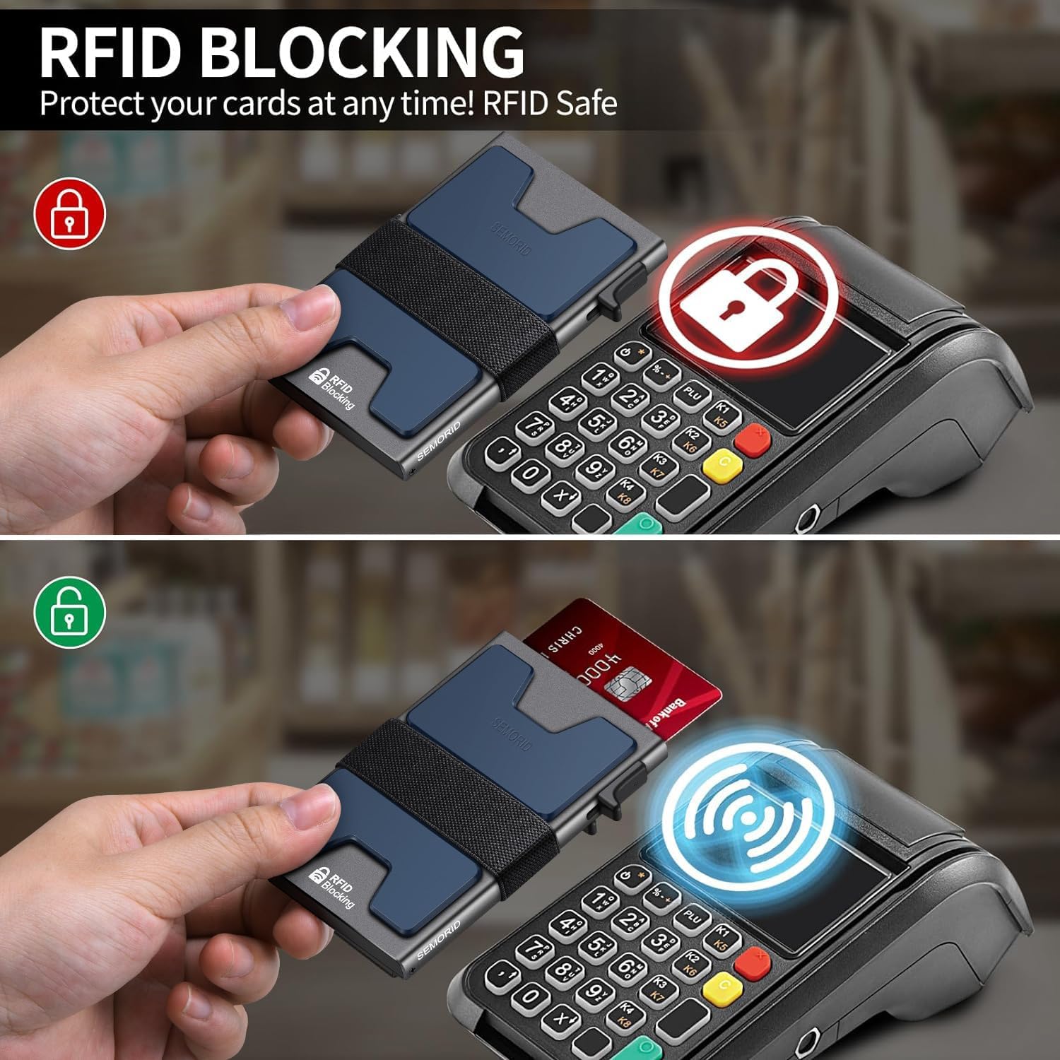 Slim Aluminum Pop Up Wallet RFID Blocking Card Holder for Men