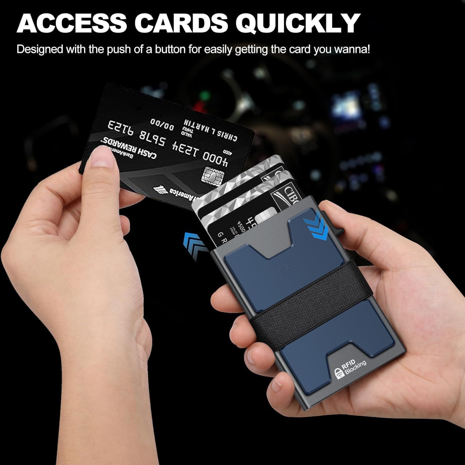 Slim Aluminum Pop Up Wallet RFID Blocking Card Holder for Men