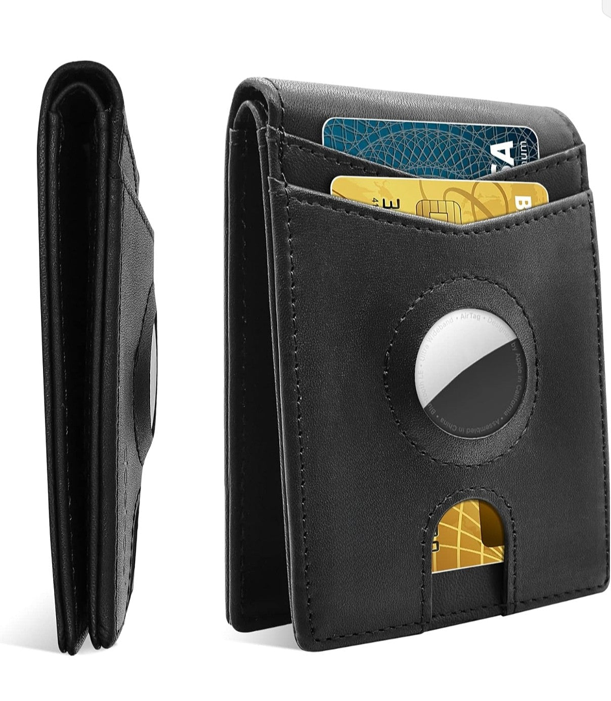 Slim Carbon Fiber AirTag Wallet for Men – 13 Card Slots, RFID Blocking, Minimalist Bifold with AirTag Holder