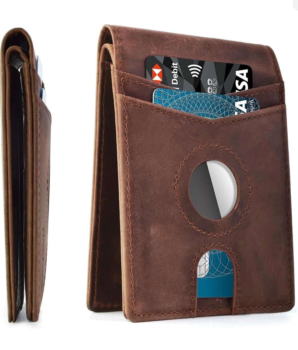Slim Carbon Fiber AirTag Wallet for Men – 13 Card Slots, RFID Blocking, Minimalist Bifold with AirTag Holder