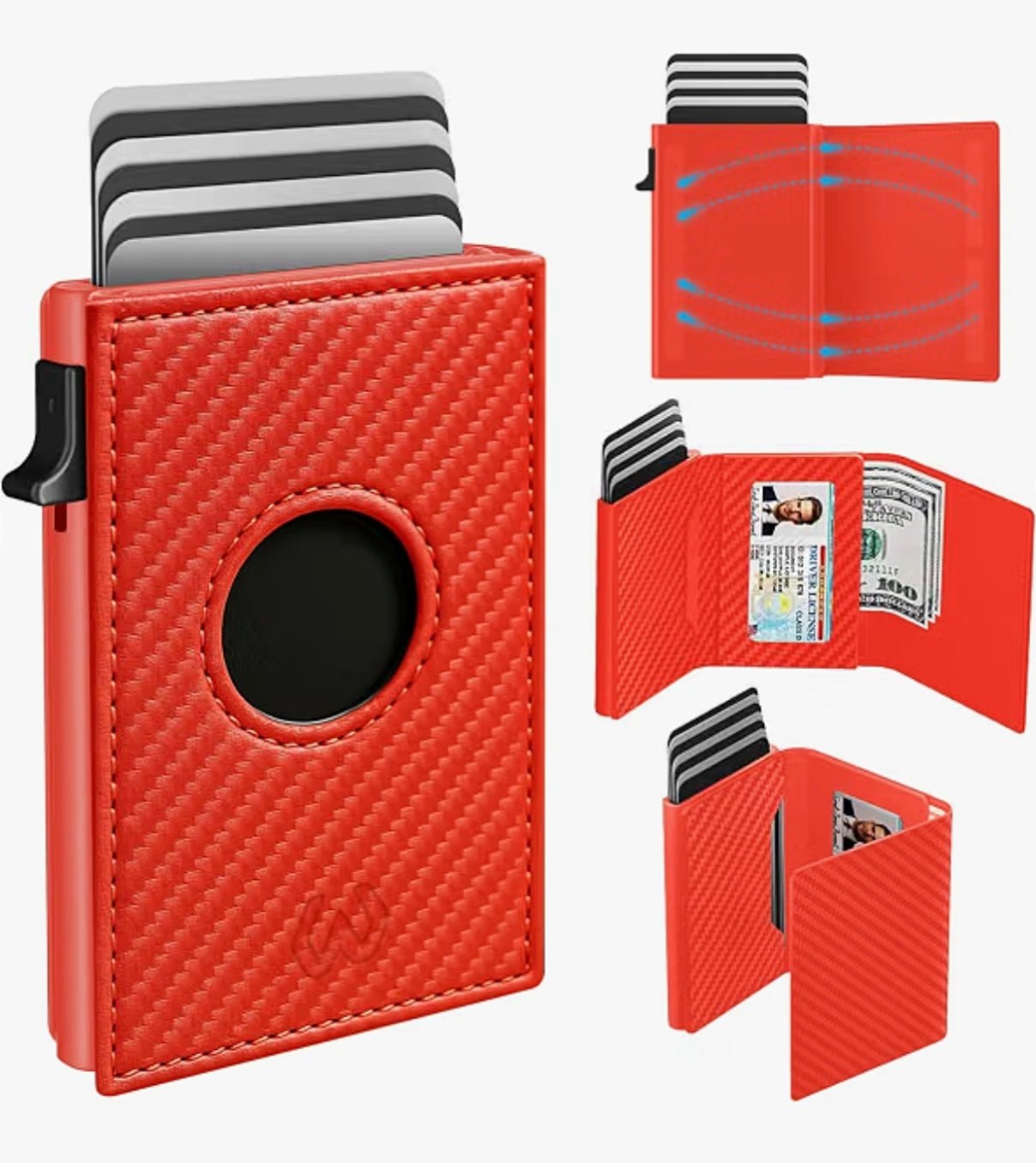 Slim Carbon Fiber AirTag Wallet for Men – RFID Blocking Minimalist Design