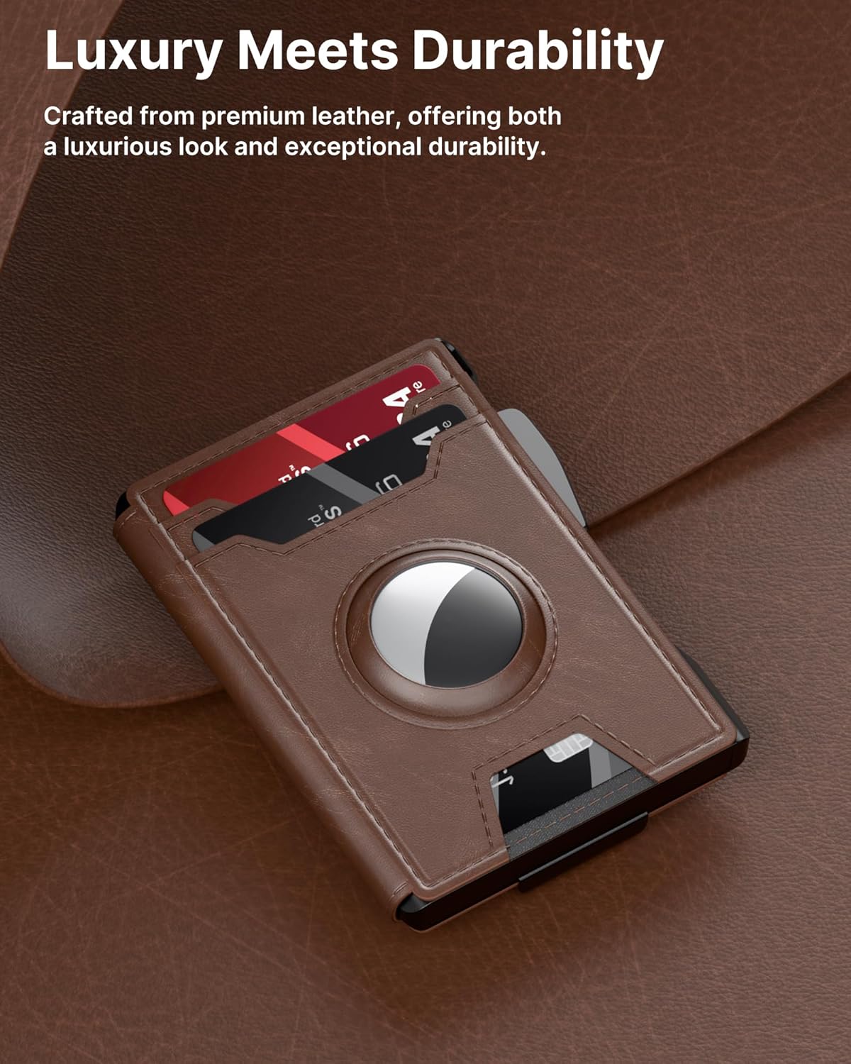 typecase AirTag Wallet for Men: Compatible with Apple AirTag (1st & 2nd Generation), RFID Blocking, Genuine Leather, Slim & Minimalist Design,13 Cards Capacitiy | ID Window | Money Clip (Brown)