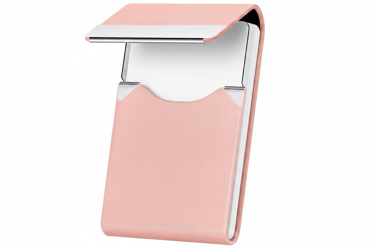 Slim Leather Business Card Holder with Magnetic Closure Case