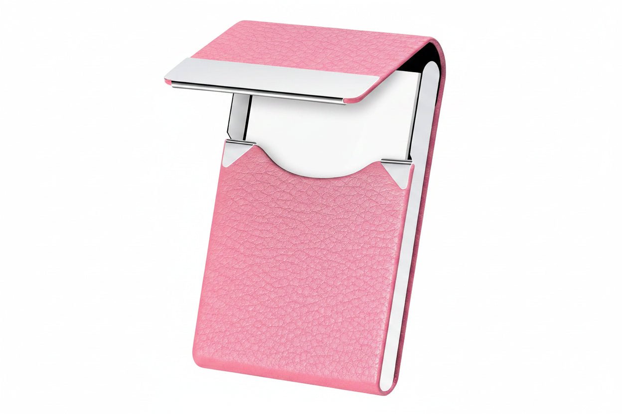 Slim Leather Business Card Holder with Magnetic Closure Case