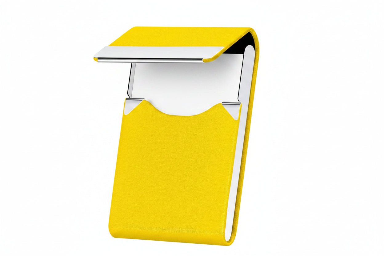 Slim Leather Business Card Holder with Magnetic Closure Case