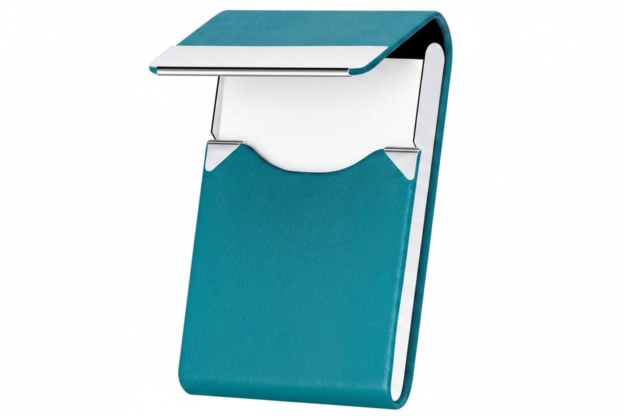 Slim Leather Business Card Holder with Magnetic Closure Case
