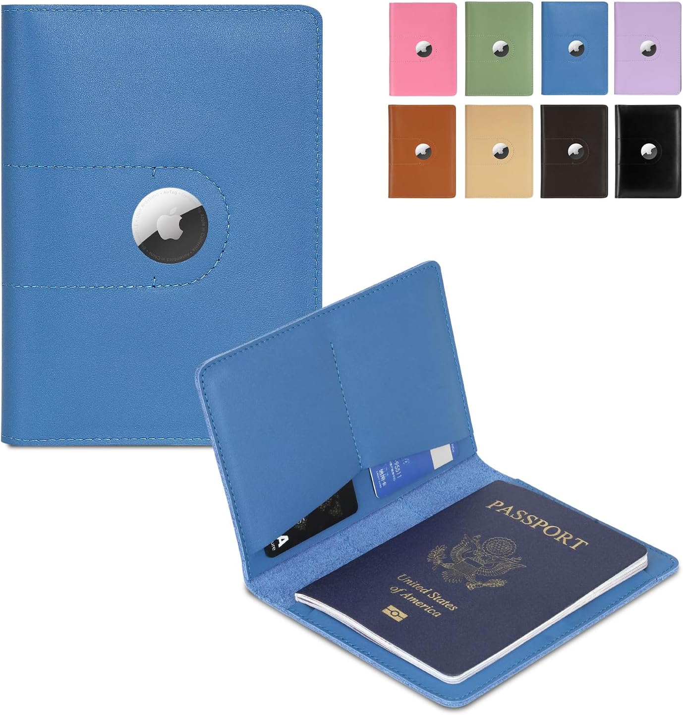 Slim Leather Passport Cover with AirTag Slot for Travelers - Abbycart
