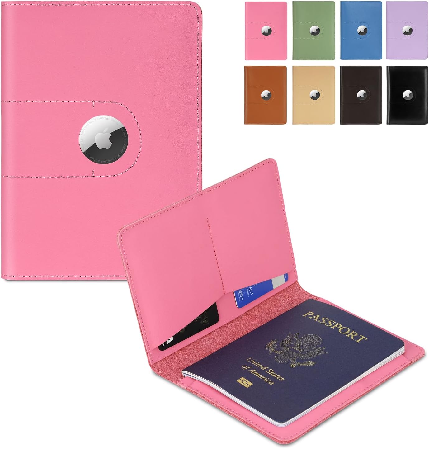 Slim Leather Passport Cover with AirTag Slot for Travelers - Abbycart