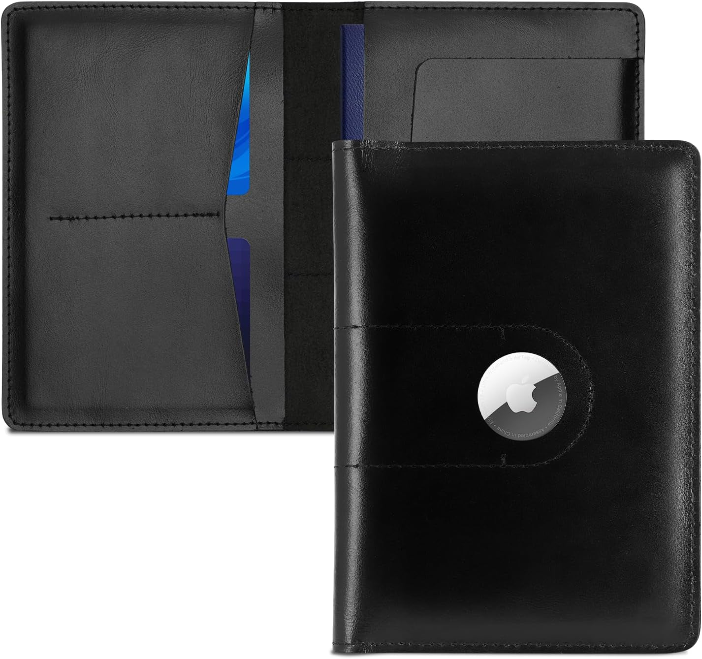 Slim Leather Passport Cover with AirTag Slot for Travelers - Abbycart