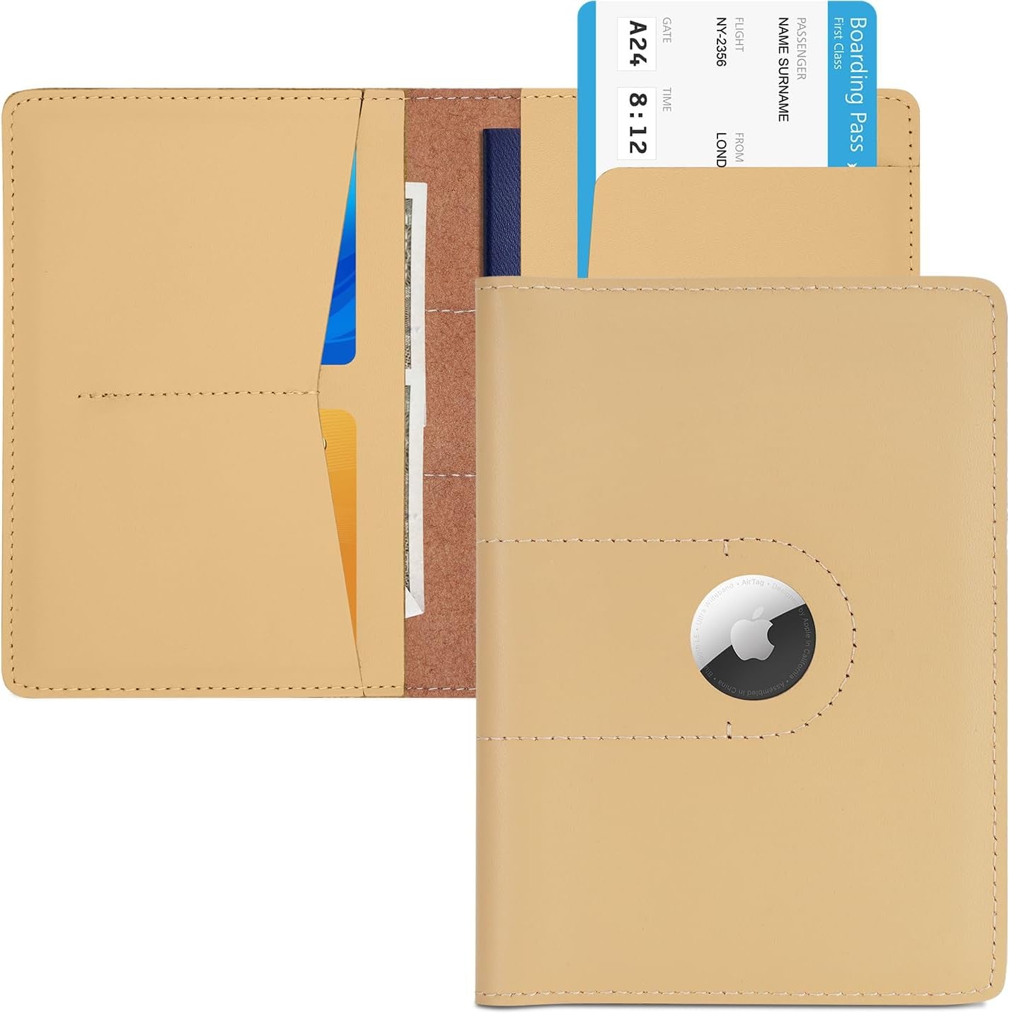 Slim Leather Passport Cover with AirTag Slot for Travelers - Abbycart