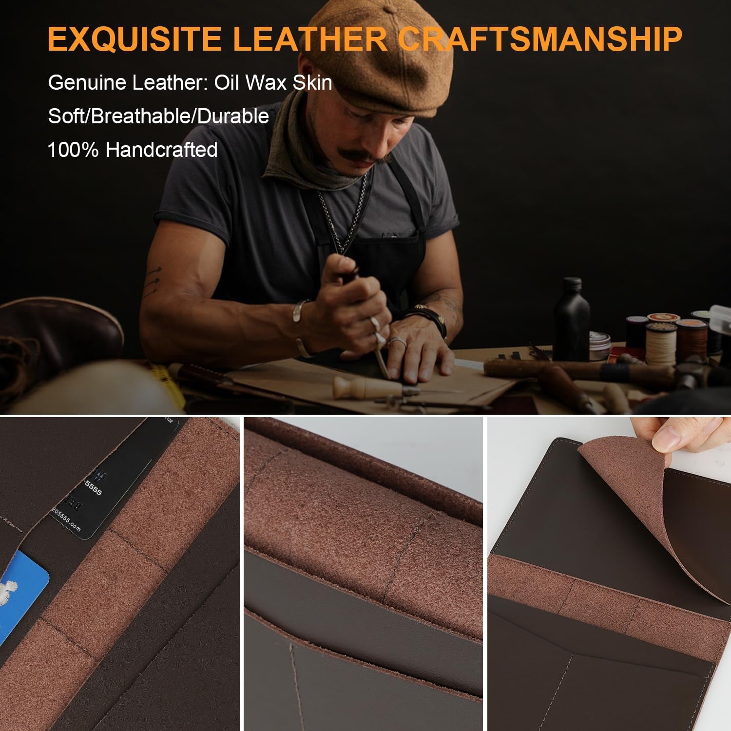 Slim Leather Passport Cover with AirTag Slot for Travelers - Abbycart