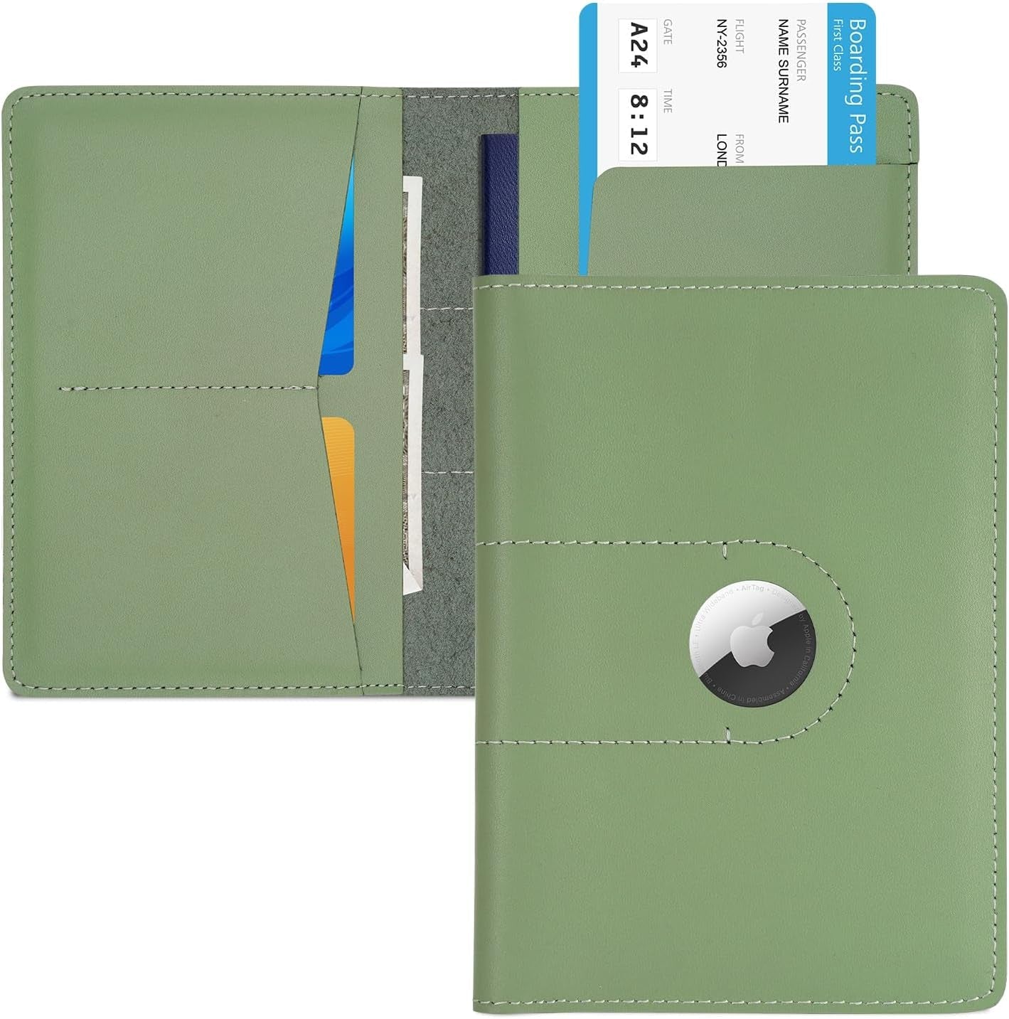 Slim Leather Passport Cover with AirTag Slot for Travelers - Abbycart
