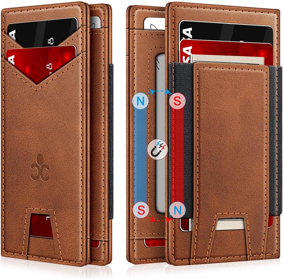Slim Leather Wallet for Men RFID Blocking Front Pocket Bifold